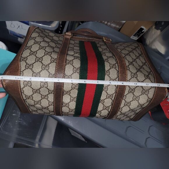 Gucci Supreme Sherry Line Web Monogram Boston Bag. - Picture 13 of 14